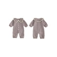 thumbnail image 2 of RUINIXCW Newborn Baby Girl Spring Fall Clothes Infant Girls Plaid Gingham Outfit One Piece Romper 0 3 6 12 18 Months Ruffled Doll Collar Long Sleeve Button Down Jumpsuit, 2 of 9