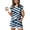 #01Dark Blue, variant on Women Rainbow Diagonal Stripe Contrast Trim Short Sleeve Top Pocket Shorts Casual Two Piece Outfit Blue S
