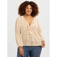 thumbnail image 2 of Jessica Simpson Women's Plus Hilaria Cotton Ruffle Top with Long Sleeves, Sizes 0X-4X, 2 of 7