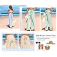 thumbnail image 4 of BTFBM Pants for Women Spring Clothes Striped High Waist Tie Knot Dressy Casual Wide Leg Palazzo Work Trousers Pants, 4 of 7