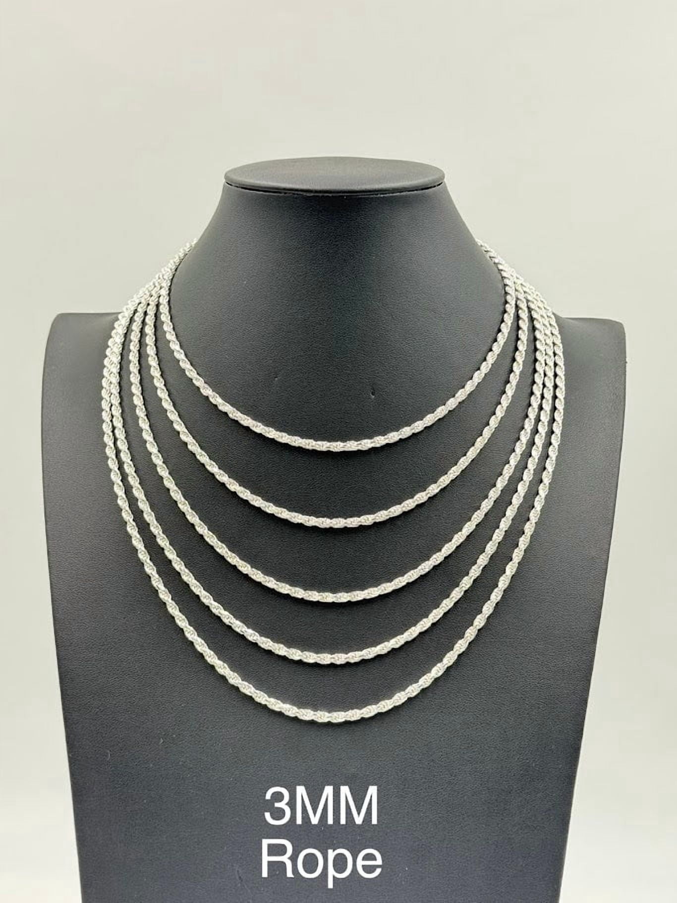 MST Unisex 22-Inch 5mm 925 Sterling Silver Miami Cuban Link Chain 