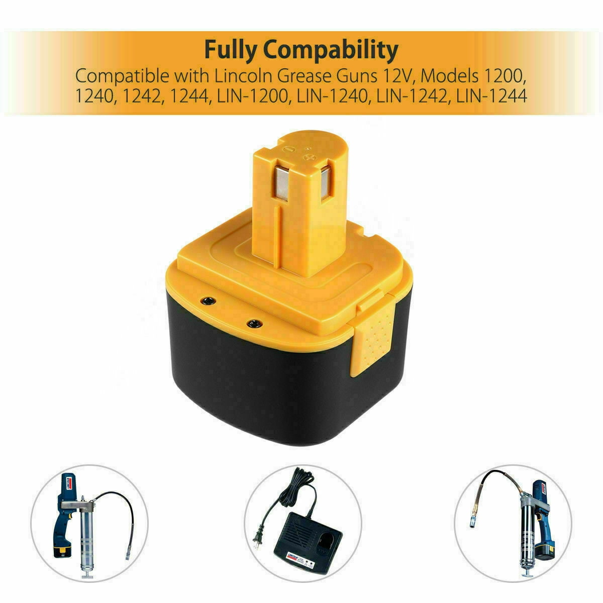 2 Pack 12V 3000mAh Battery For Lincoln PowerLuber Grease Gun LIN-1201 1200 1240