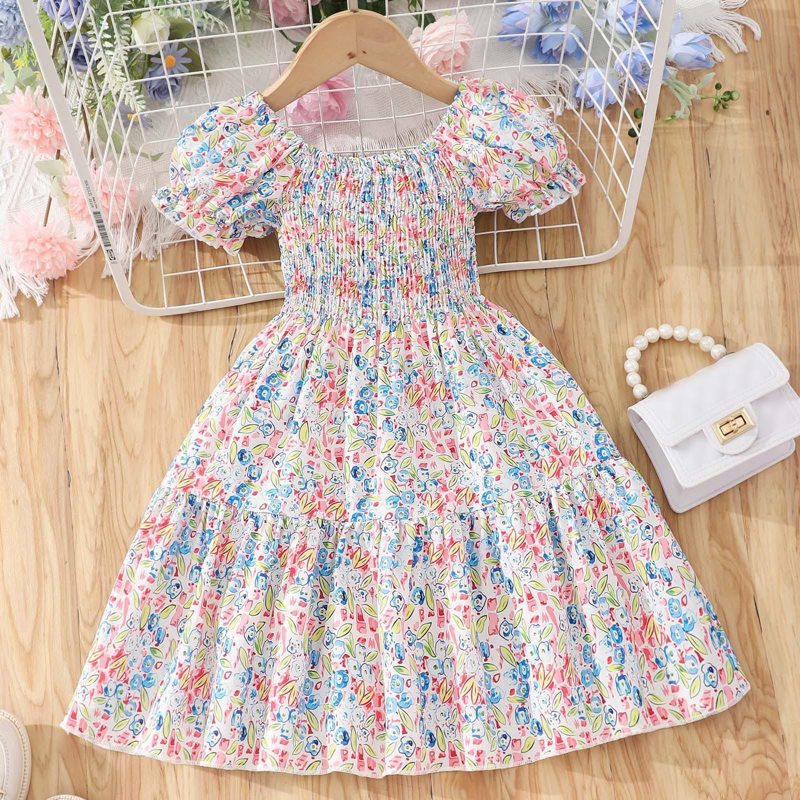 LUOGENLI Dresses For Girls 12-14 Toddler Girls Short Sleeve