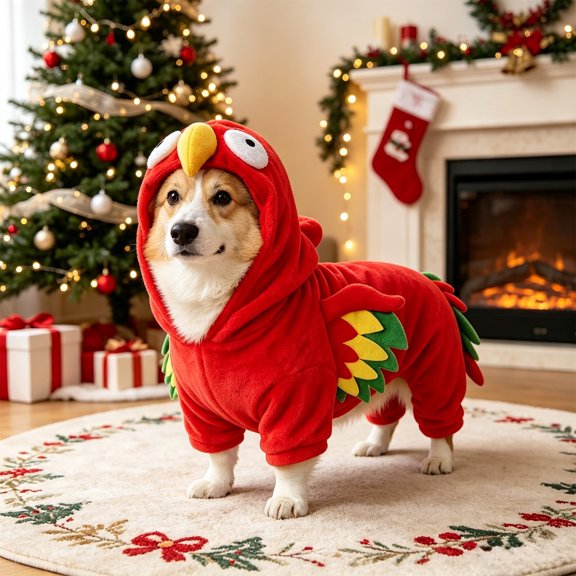 PET Parrot Costume, a Red Polyester Parrot-Style Costume Sized for the Selected PET Variation, for Dogs, Cats, PET Parties, Photos, and Playful Seasonal Dress-up, Red, Size L, Practical Home Use