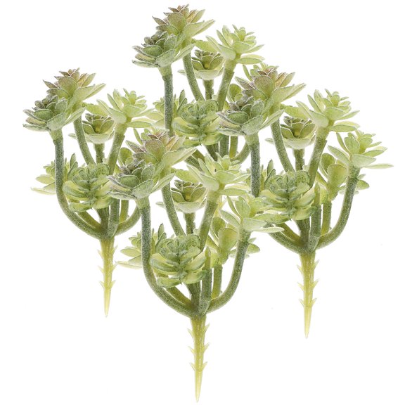 STOBOK PVC Artificial Succulents Green Faux Plants for Indoor Decoration 4Pcs