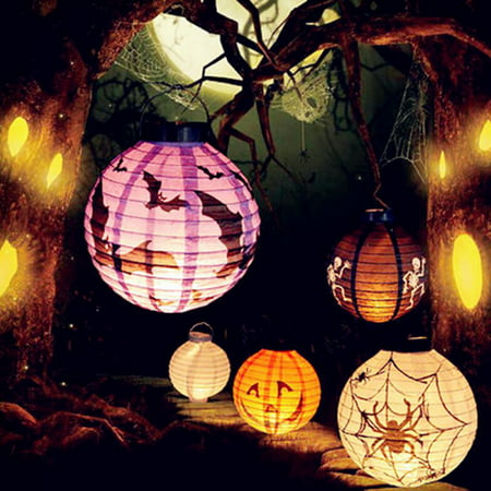 Halloween Decoration Paper LED Pumpkin Lanterns Light Hanging