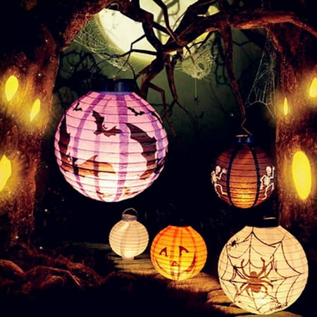 - Halloween Decoration Paper LED Pumpkin Lanterns Light Hanging Lantern