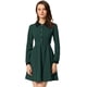 thumbnail image 2 of Disfraz de navidad Vestido corto acampanado de manga larga con media tapeta en contraste y cuello Peter Pan vintage para mujer Verde oscuro XL, 2 of 2