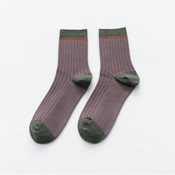 Calcetines de otoño e invierno para hombre, de doble aguja, de color liso, informales, de negocios, de algodón, para hombre