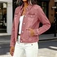 thumbnail image 5 of Sevevn Women's Long Sleeve Lapel Short Jean Trucker Jacket Cropped Denim Coat with Pockets Casual Versatile Outfits for Office Work Going Out, 5 of 5