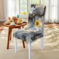 thumbnail image 4 of Xoenoiee Sunflower Butterfly Heart Marble Pattern 5 Pcs Table Cloth with Dining Chair Slipcovers Set Rectangle Tablecloth Stretchable Chair Protector Cover Home Kitchen Dining Room Decoration, 4 of 6