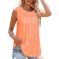 thumbnail image 2 of WAYUTE Women's Tank Tops Solid Color Soft Comfort Summer Flowy Crew Neck Sleeveless Blouse for Ruched Loose Long Vest Top, 2 of 7