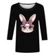 thumbnail image 5 of Camisetas Casuales de las Mujeres Impresas 3/4 Manga Cuello Redondo Blusa, Moda Ligera Superior para el Hogar Y el Uso Diario, Cómoda Imitación de la Tela Del Estante, 5 of 5