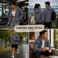 thumbnail image 5 of Oversized Zip-Up Hoodies for Women & Men, 320 GSM Heavyweight Fleece Sweatshirt, Soft Cotton Blend Baggy Hoodie With Pockets, Medium - Wolf Gray, 5 of 11