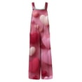 thumbnail image 4 of Fgvctg Valentine's Day Womens Jumpsuit Wide Leg Pant Romantic Love Heart Print Overall Sleeveless Rompers Spaghetti Straps Jumpsuit Oversized Bib Overalls Sprimg Clothing With Pockets White S, 4 of 5