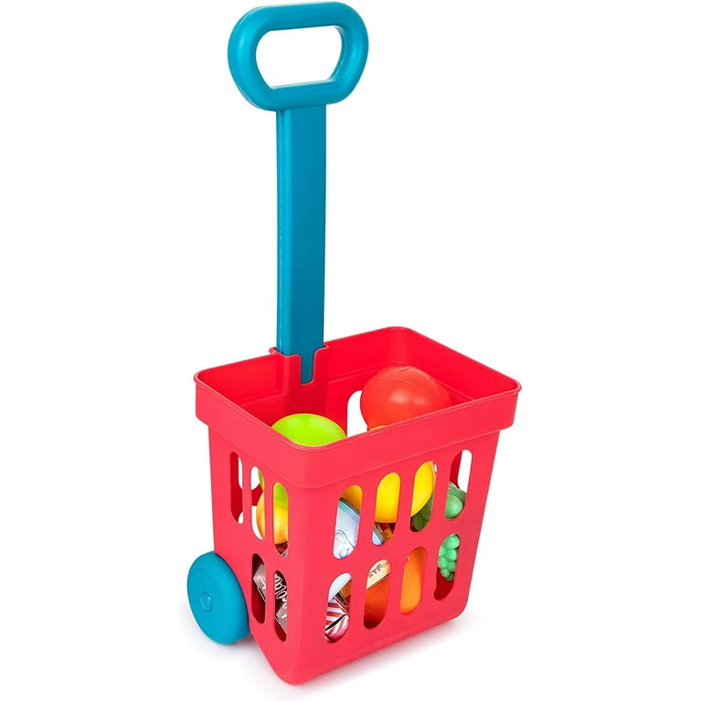 Playkidz Toy Shopping Cart Play Set Plastic Food Toys