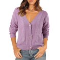 thumbnail image 2 of Women's V Neck Button Down Cardigan Sweaters Casual Long Sleeve Crochet Hollow Out Jumper Top With Pockets, 2 of 2