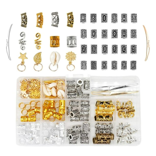 Cuentas vikingas para el cabello, cuentas tubulares, rastas para barbas, colgantes y pulseras para el cabello, accesorios para el cabello con nudos DIY. Color mixto