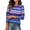 Blue #037, variant on Women's Blouse Striped Brushstroke Print Puff Shoulder Casual Long Sleeve Solid Color Pullover Fall Top