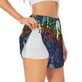 thumbnail image 3 of Lsque Magical Mushrooms and Flowers Printed Women's Running Shorts with Liner Pockets,Elastic Quick Dry Workout Athletic Gym Yoga Shorts,Womens High Waist Shorts-Medium, 3 of 9
