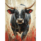 thumbnail image 1 of Qisvanset 12x16 Inch Charging Bull Canvas Wall Art, Dynamic Fiery Wildlife Painting Rustic Strength Style Wall Decor for Living Room, 1 of 8