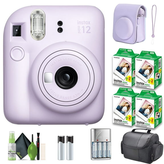 FUJIFILM INSTAX MINI 12 Instant Film Camera Lilac Purple with Fuji INSTAX MINI Instant Film 80 Photo Sheets with Camera Case and Accessories Ideal Gift for kids, Teenage Girl & Adults