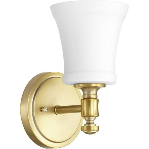 1 Light Wall Mount with Satin Opal Glass-9 inches H By 5.13 inches W-Aged Brass Finish-Clear Glass Color Bailey Street Home 183-Bel-3383143
