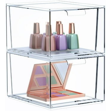 Sorbus  Acrylic Cosmetic Vanity Makeup Organizer Drawer 2 Pack Clear Stackable Bathroom Undersink Cabinets Jewelry Office Storage