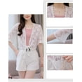thumbnail image 7 of Kukuzhu Women's Floral Lace Tiefront Cardigan Cute Half Sleeve Sheer Bolero Shawl Cover Up, 7 of 7