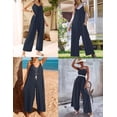 thumbnail image 5 of Ekouaer Jumpsuits for Women Loose Sleeveless Adjustable Spaghetti Strap Romper Stretchy Wide Leg Pants Outfits with Pockets, 5 of 6