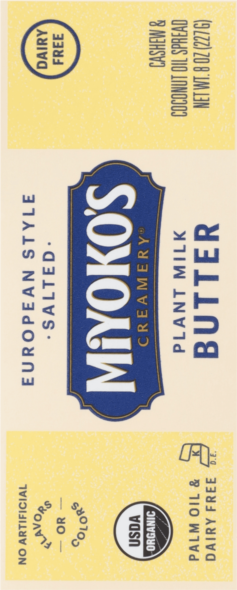 Miyoko's Creamery Salted European-Style Plant Milk Butter Spread, 8 oz Box, Ready to Use