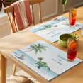 thumbnail image 4 of Coastal Placemats Set of 4 Summer Beach Nautical Ocean Palm Tree Place Mats Indoor Wipeable Table Mats Washable Cloth Dining Table Placemats for Kitchen Holiday Party Home Decor 13x19 Inch, 4 of 9