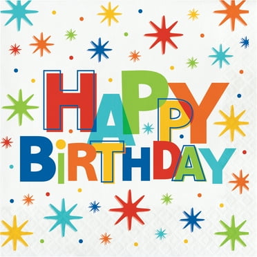 Way to Celebrate! Birthday Burst Paper Party Napkins, 6.5in, 20 Ct
