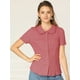 thumbnail image 2 of Camisa de Manga Corta Allegra K con Botones y cuello Peter Pan Rosa Sandía M, 2 of 6