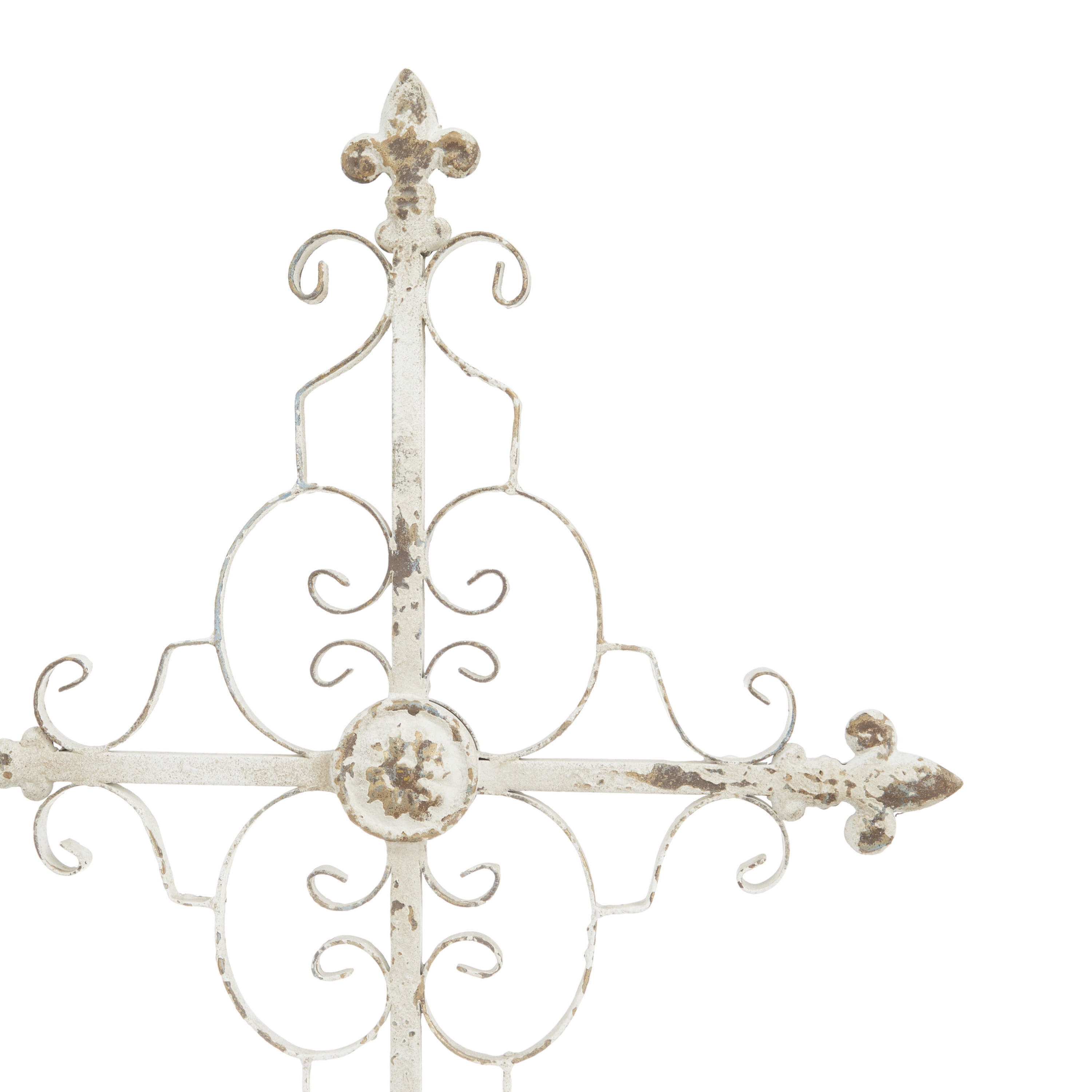 DecMode 6"W, 29"H Metal French Country Sculpture, White, 1-Piece