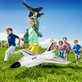 thumbnail image 4 of Growsly 2 Pack Catapult Airplane Foam Warplane Glider Toys with Launcher Xmas Gifts for 4-12 Years Old Kids, Black and White, 4 of 7