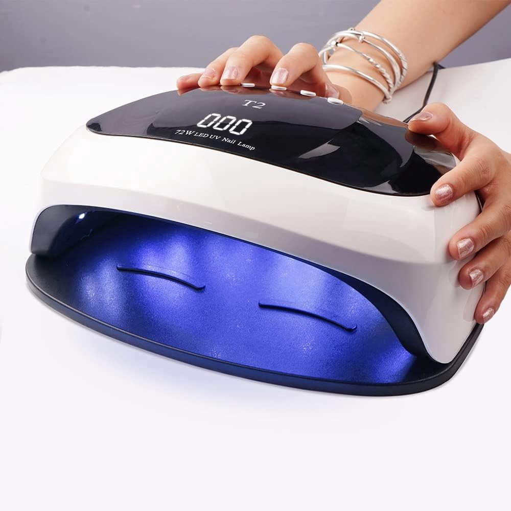 UV LED Nail Lamp, 72W Nail Curing Lamps for Home & Salon, Led Nail Dryer for Gel Polish with Automatic Sensor/4 Timer Setting, Professional Nail Art Tools for Fingernail and Toenail Nail