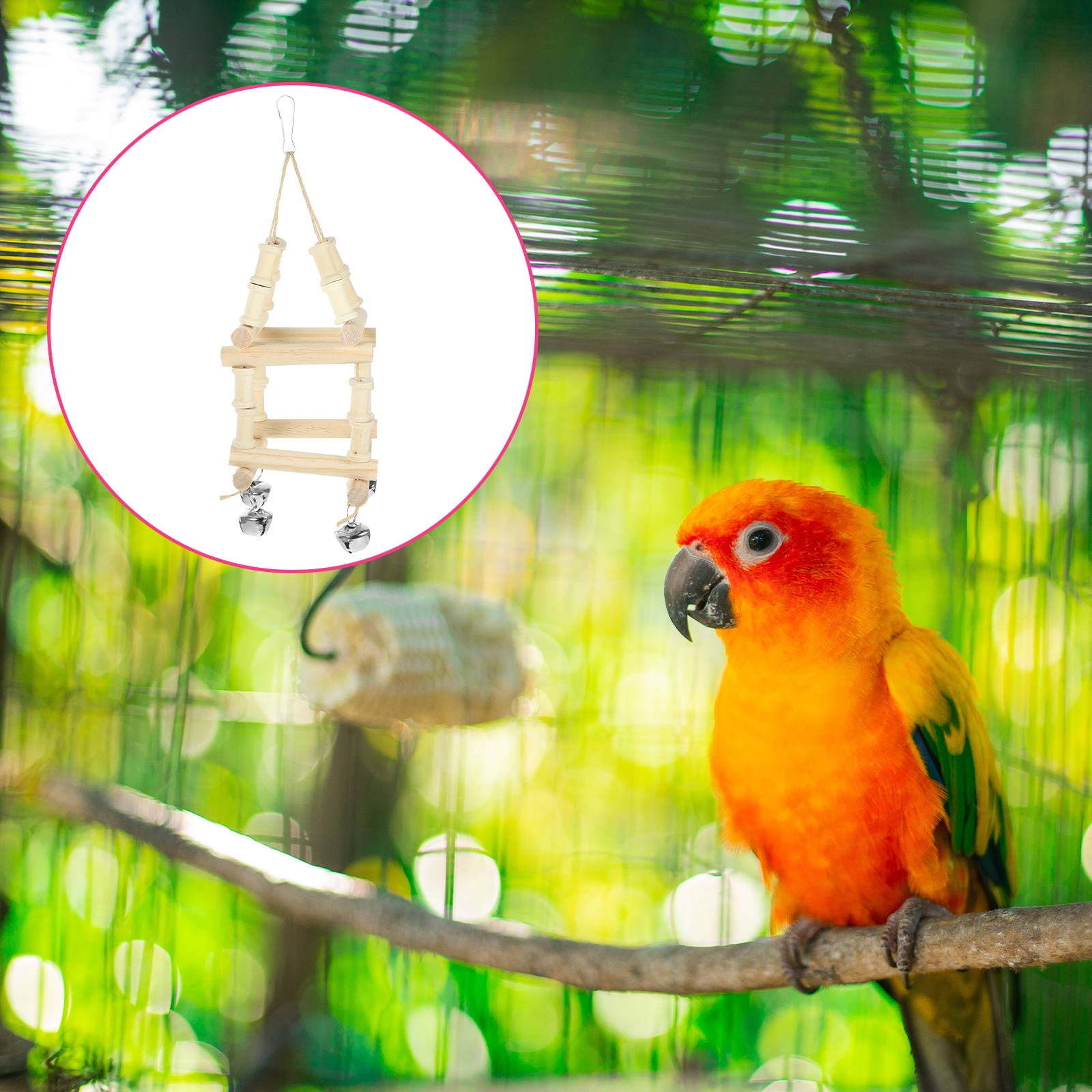 TEHAUX Bird Hanging Swing for Parrots and Birds, Wooden Cage Accessory