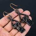 thumbnail image 4 of Natural Black Jasper Gemstone Handmade Copper Wire Wrap Earring 2.99, 4 of 4