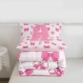 thumbnail image 5 of jejeloiu Pink Bow Monogram A Full Size Comforter Sets For Girls,Cute Flower Accent Initial Bedding Sets For Kids,Pink Reversible,3 Pieces, 5 of 7