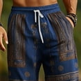 thumbnail image 5 of Tsivenald Linen Pants for Men Straight Leg Daily Trousers with Tribal Print and Elastic Waist Drawstring Mens Casual Pants, 5 of 5