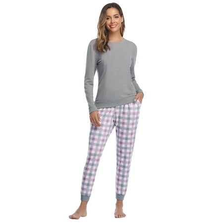 

Purcoar Pajamas Set Women s Long Sleeve Sleepwear Soft Cotton Loungewear