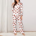 thumbnail image 2 of KLL Hand Drawn Watermelon Print Women's Long Sleeve Pajamas with Pants Sleepwear Loungewear 2 Set-XX-Large, 2 of 7