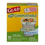 Glad OdorShield Tall Kitchen 100 Compostable Trash Bags Fresh Clean
