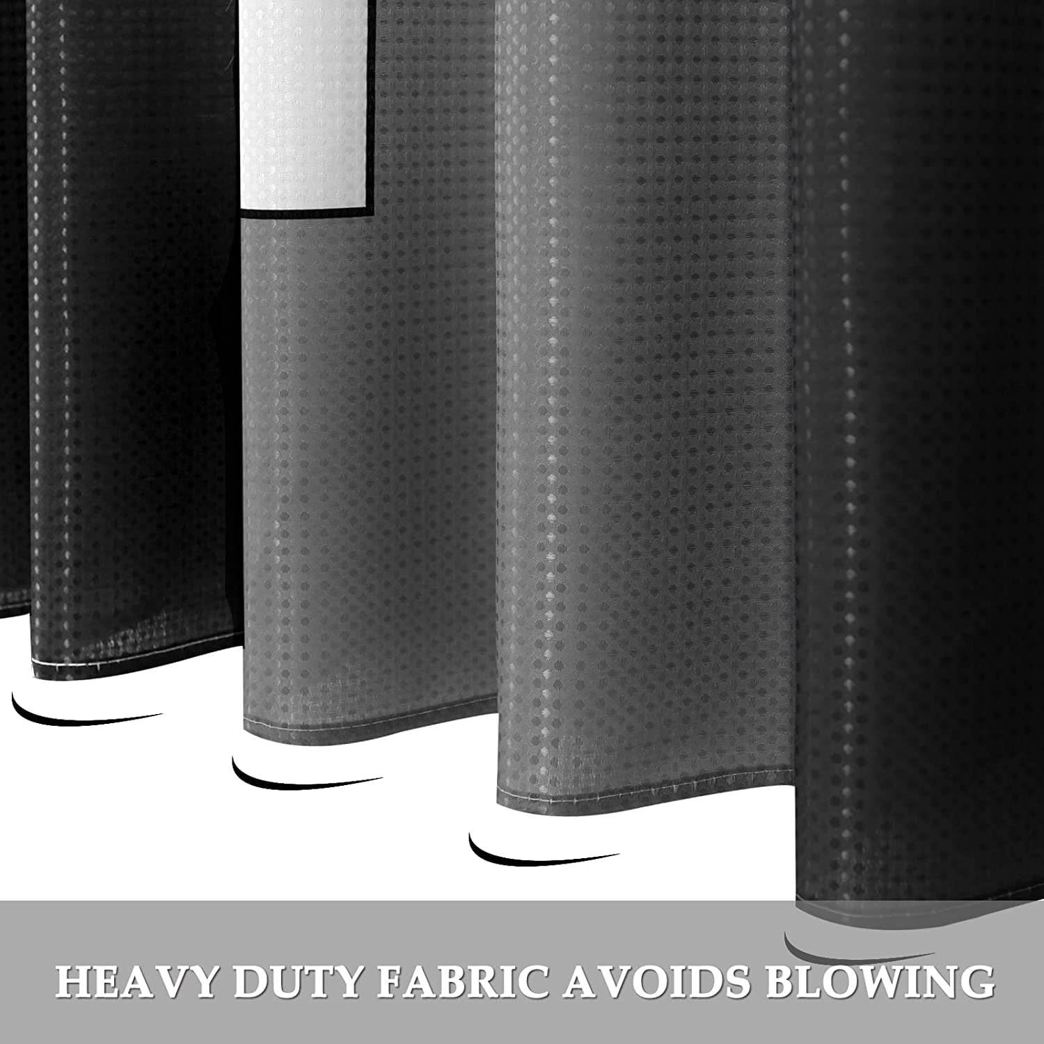 Black Shower Curtain Waffle Fabric Shower Curtain Set with Hooks Modern Black and White Grey Geometric Shower Curtains for Bathroom Water Repellent Bath Curtain for Men Bathroom Decor, 72×72 Inches