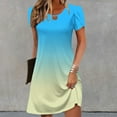 thumbnail image 2 of Women's Casual A-Line Dress Summer Beach Tshirt Dress Short Sleeve Flowy Sundresses Sky Blue L, 2 of 5