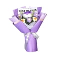 thumbnail image 2 of Ramo de flores de ganchillo, ramo de punto hecho a mano, flores artificiales para la madre Rosa púrpura, 2 of 9