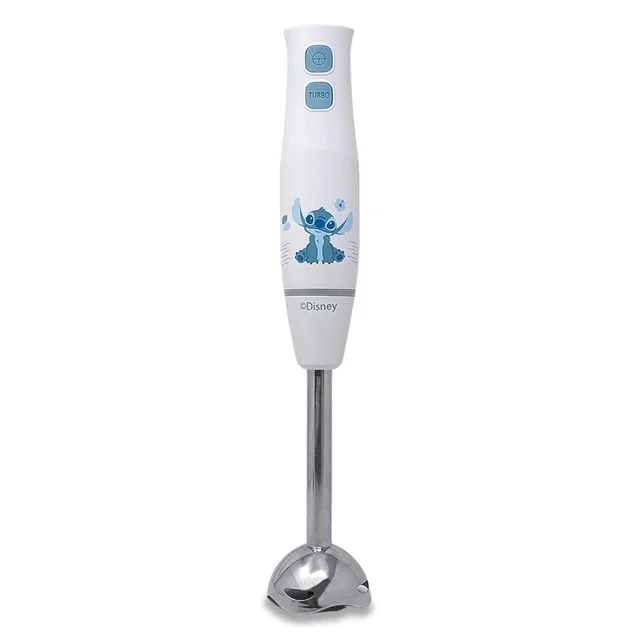 Batidora de Inmersión ST-1204 Disney Stitch con Cuchillas de Acero Inoxidable, Velocidad Variable y Turbo, Diseño Ergonómico Coleccionable, Accesorios para Picar y Batir, Color Blanco.