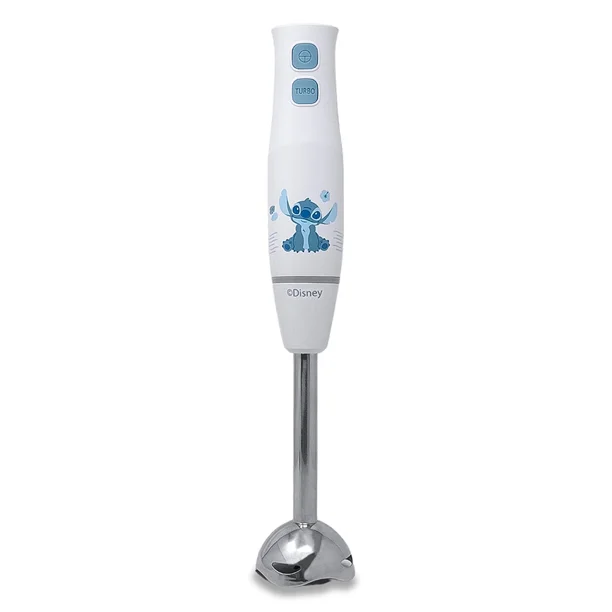 Batidora de Inmersión ST-1204 Disney Stitch con Cuchillas de Acero Inoxidable, Velocidad Variable y Turbo, Diseño Ergonómico Coleccionable, Accesorios para Picar y Batir, Color Blanco.