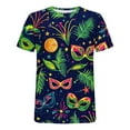 thumbnail image 4 of Kctiaxy Womens Summer Tops Carnival Print Round Neck Short Sleeve Shirts Casual Loose Fitting T-Shirt Funny Graphic Mardi Gras Shirts Festival Party, 4 of 6